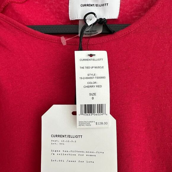 Current Elliott Tank Top Womens XS 0 Red Linen Cotton Elevated Basic Natural - Picture 6 of 10